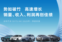 收入725亿元 销量同比增长48% 吉利汽车发布2025年一季度财报-南方汽车网
